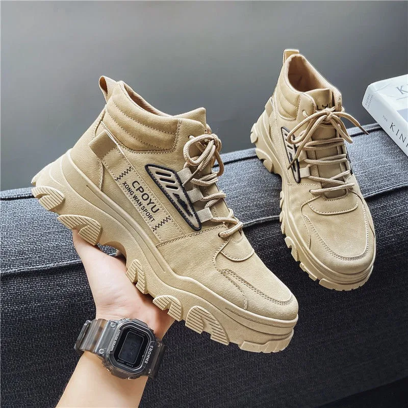 Men Snow Boots 2024 Winter Cotton Thick Soled Lace Up Workwear Shoes Trendy Cold Proof Warm Cotton Shoes Short Boots Ankle Boots