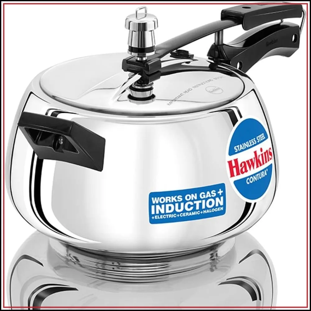 

5L Stainless Steel Pressure Cooker, Induction Compatible, Even Heating, Silver