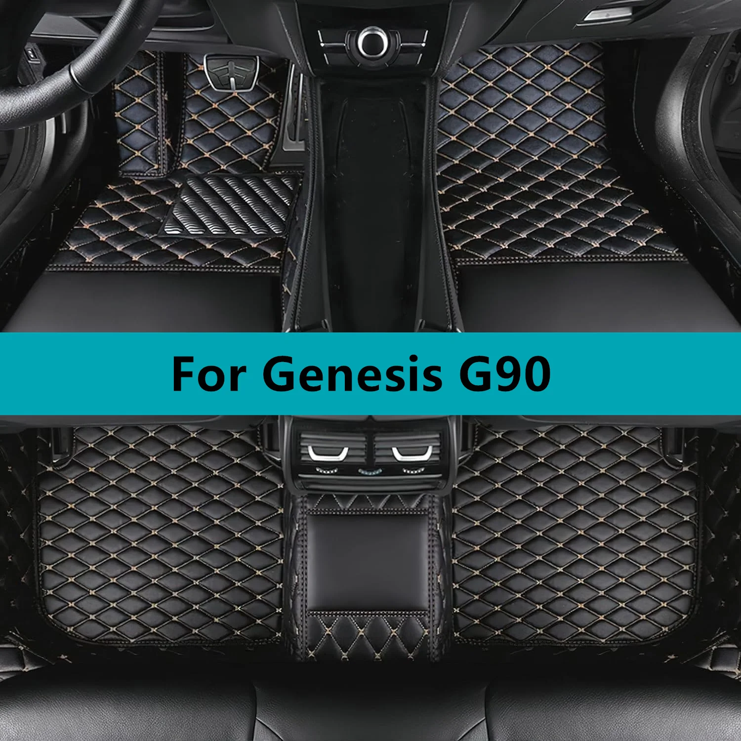 

Кожаные автомобильные коврики для Genesis G90 2016 2017 2018 2019 2020, всепогодные водонепроницаемые автомобильные коврики