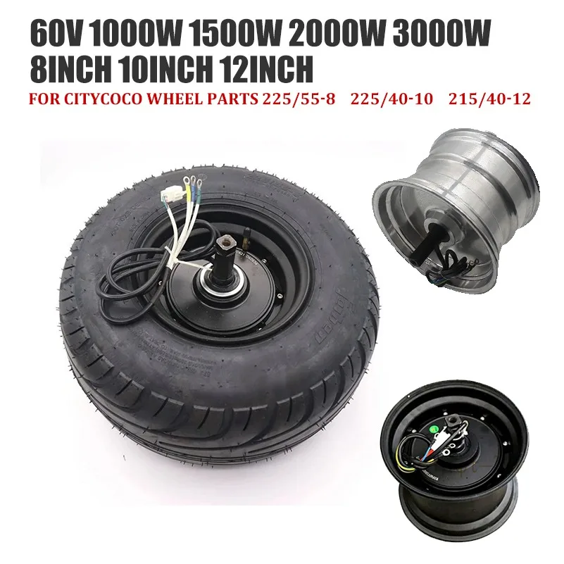 

Citycoco Motor 60V 1000W 1500W 2000W 3000W Hub 225/55-8 Tubeless Tire 225/40-10 Tyre 215/40-12 For Wheel Parts