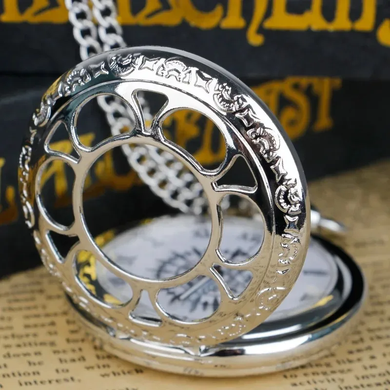 Nieuwe Mode Zilveren Quartz Zakhorloge Steampunk Holle Skelet Analoge Hanger Ketting Mannen Vrouwen Gift