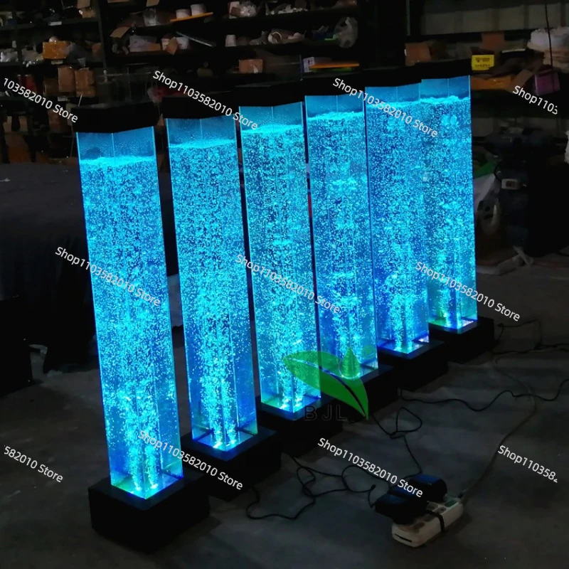indoor decor floor standing color changing LED acrylic water bubble square column lamp