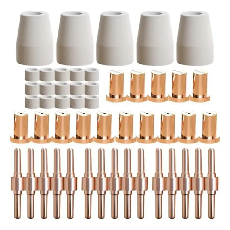 AT63-50Pcs Extended PT-31 Plasma Cutter Consumables, Fit PT31 Plasma Torch Cutting Consumables
