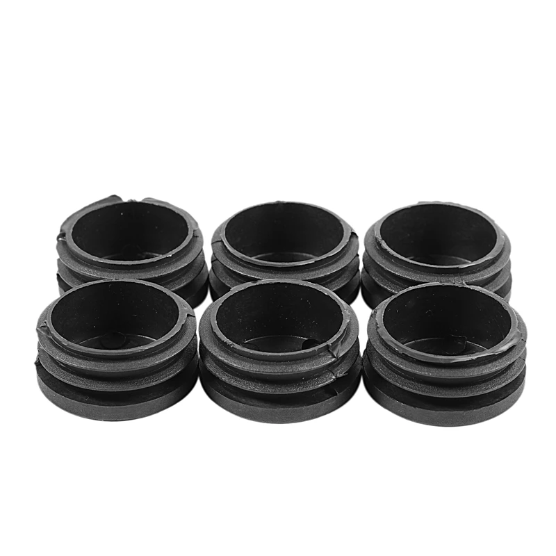 6Pcs Plastic Blanking End Cap Pipe Tube Insert Plug Cover 40Mm Black