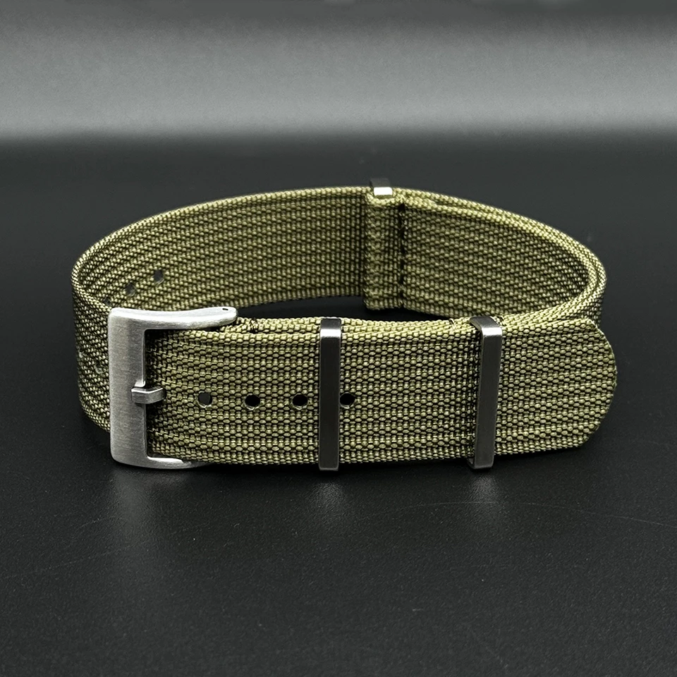 Army Bond Black White Grey color Fabric Watch Band 19MM 21MM Ribbed Nylon Watch Strap Wristband for Omega Seamaster 300/600 view 6
