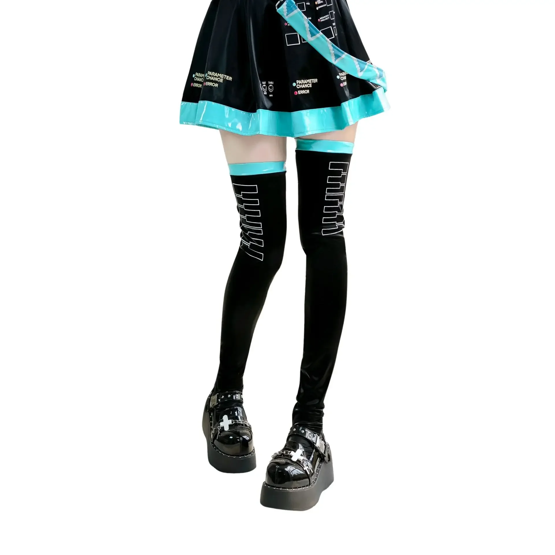 Anime Pu Leder Strümpfe Oberschenkel Socken Cosplay Kostüm Frauen Socken Sexy Unterwäsche Nettes Mädchen Rolle Spielen Outfits