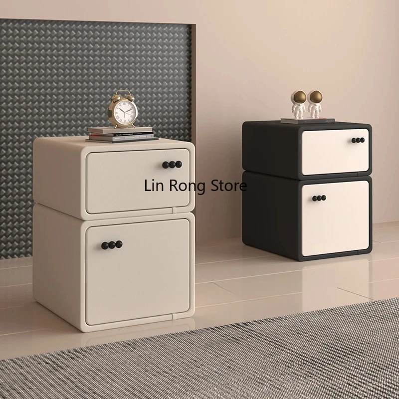 Cute Minimalist Nightstand Bedside Bedroom Cheap Hidden Storage Drawer Night Table Trendy Black Mesitas De Noche Furniture image 3