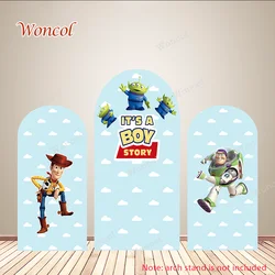 Toy Story Arch Backdrop Disney Woody Buzz Lightyear Aliens Backdrop Child Birthday Gender Reveal Double-Sided Arch Cover Props