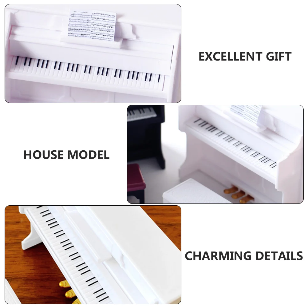 Mini Piano Props Instruments Music Dollhouse Dolls Furniture Home Decor Stool Baby