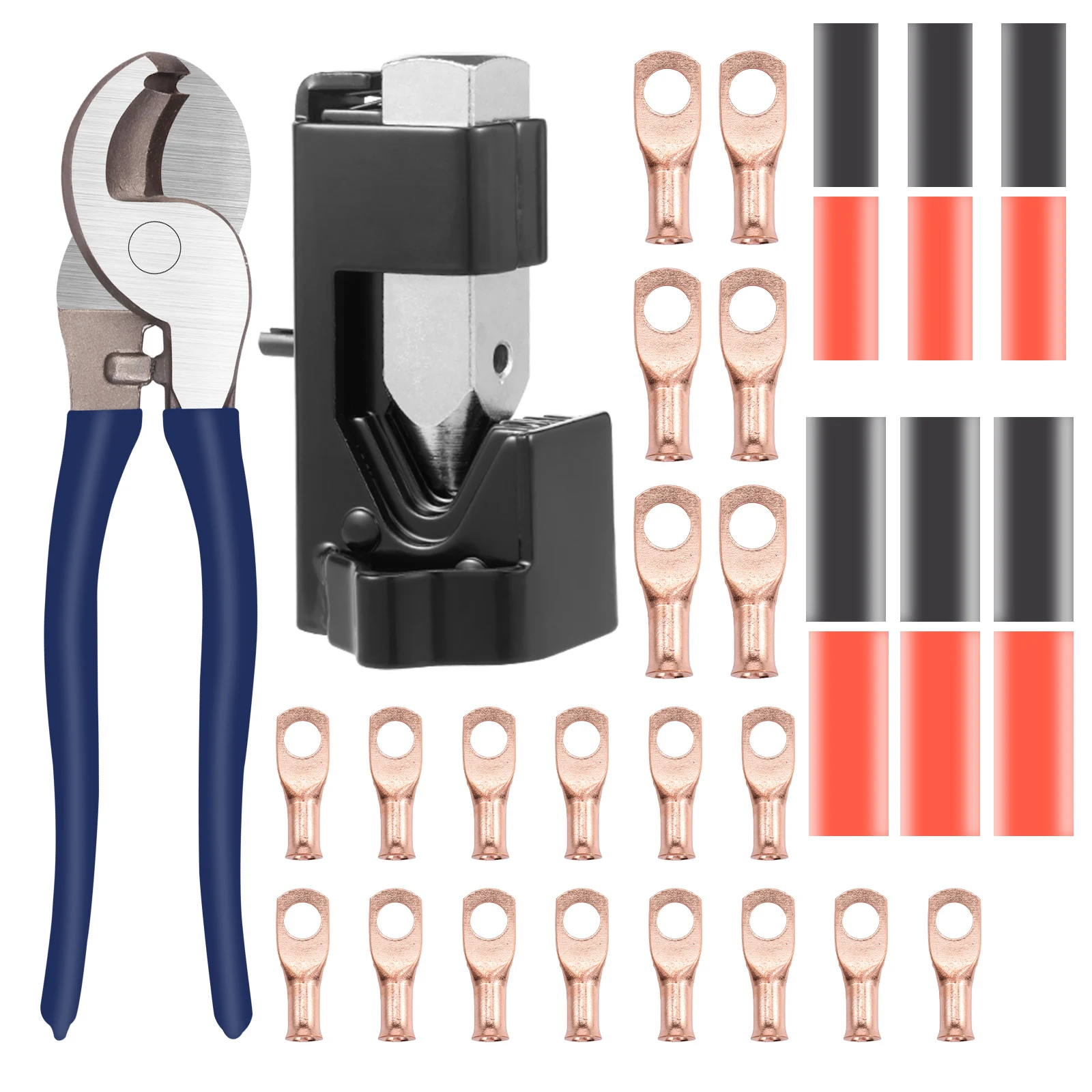 

Набор инструментов для обжима наконечников. Сверхмощные клещи для обжима клемм и молоток. Концы аккумуляторного кабеля. Медные наконечники для обжима проводов.