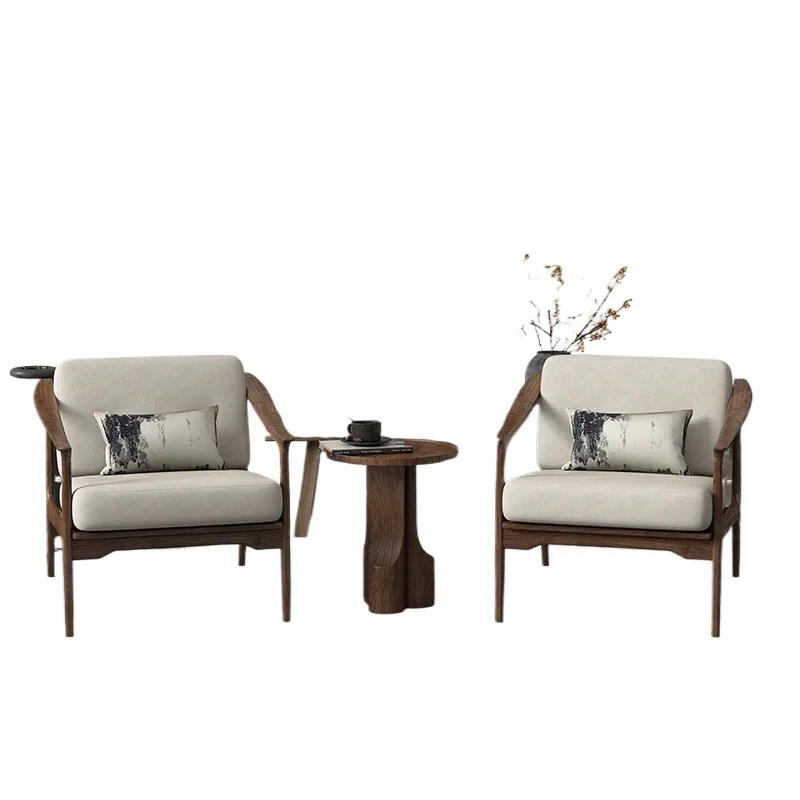 

New Chinese-style North American black walnut leisure chair, Song-style aesthetic solid wood sofa chair, living room