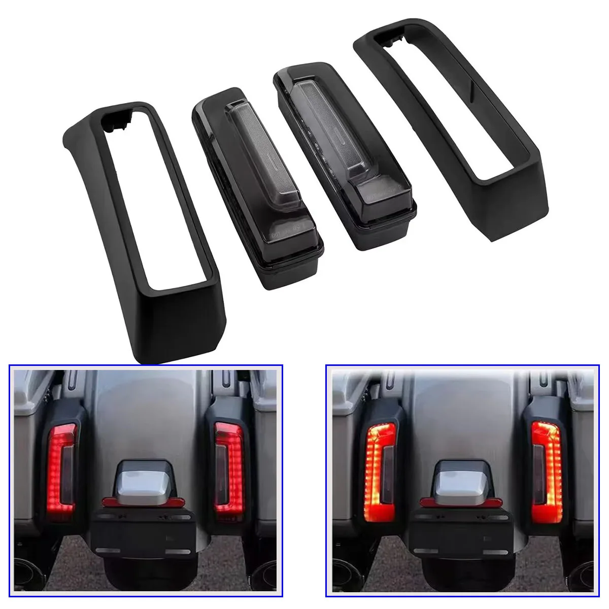 

LED Motorcycle Rear Fender Lights Saddlebag Side Light Taillight Brake for Harley Touring Road Glide CVO Street Glide