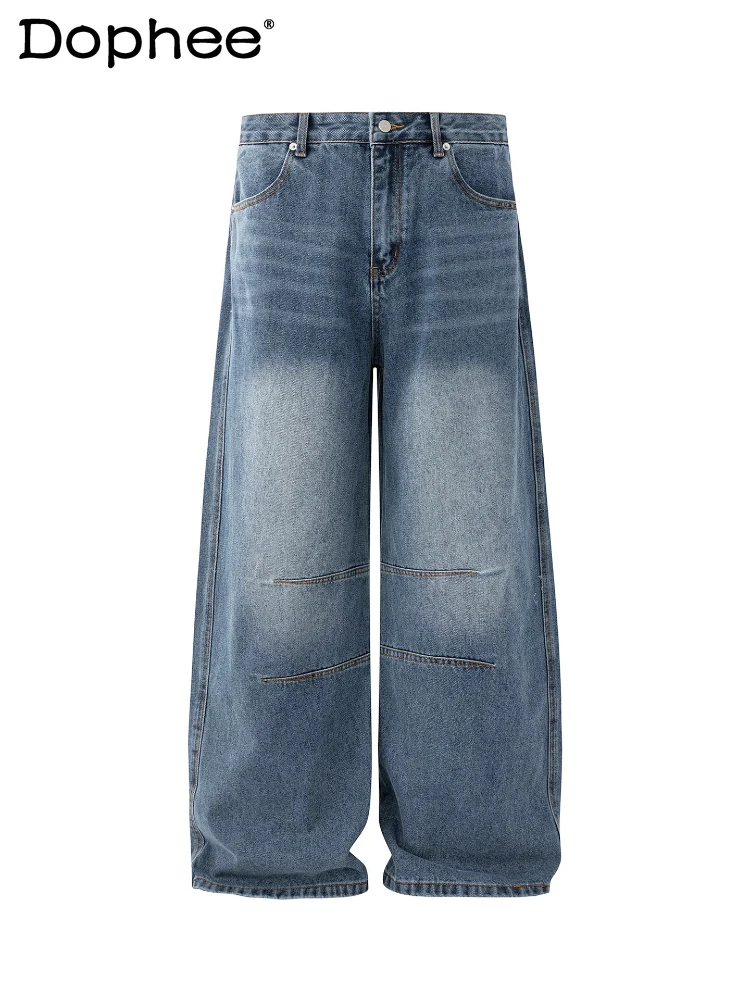 

Fashion Jeans Men's 2026 Spring New Trendy Loose Comfort Wide Leg Straight Pants Male Simple Handsome Pocket Decoration Trousers