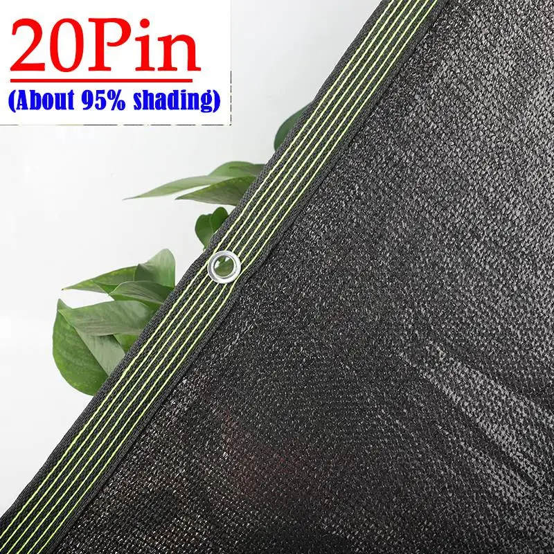 20Pin-95% Shade Rate Black Garden Plants Sun Shelter Agriculture Greenhouse Shading Cover Pergola Sunshade Net Outdoor Awning