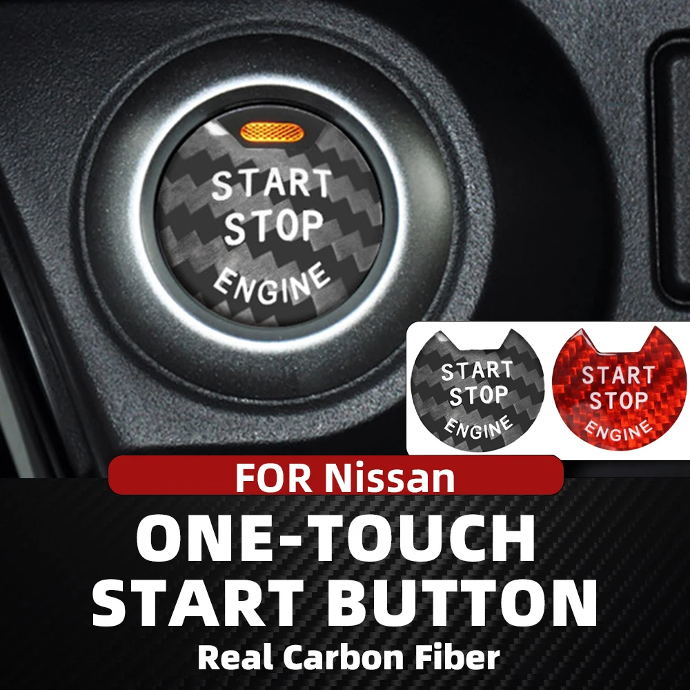 

Real Carbon Fiber Car Engine Start Stop Button Interior Cover Stickers For Nissan Sylphy Altima Tiida Murano Auto Accessories
