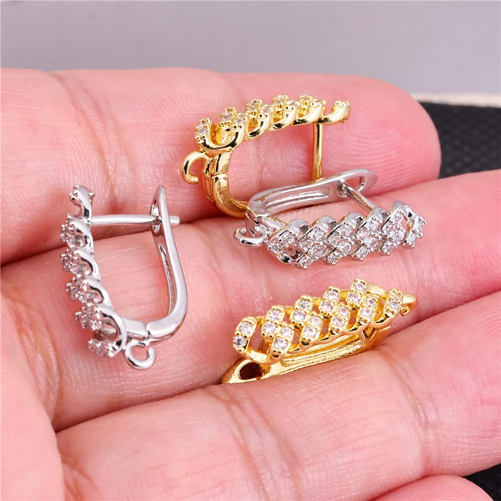 Juya 2/3/5 Pcs/Lot Handmade Gold Plated Anti-Allergy Earring Hooks Fastener Ear Wire Fixtures For DIY Women's Earring Making