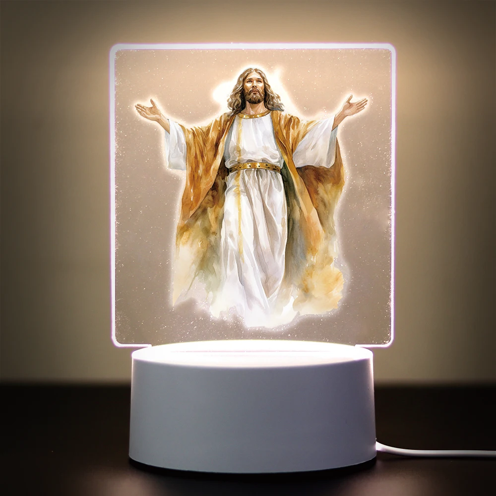 Jesus NEW  3D Led Optical Illusion Table Lamp 3D Night Light With Black Base For Bedroom Decor Light