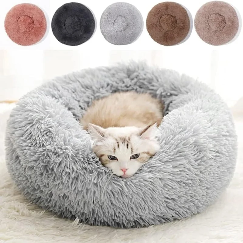 Katzenbett, rund, für Herbst und Winter, weiches Plüsch-Haustierbett, Hunde-Schlafsofa, Plüsch-Tröster, Nest, Muschel, Katzennest, halbgeschlossenes Katzennest – Detail 2