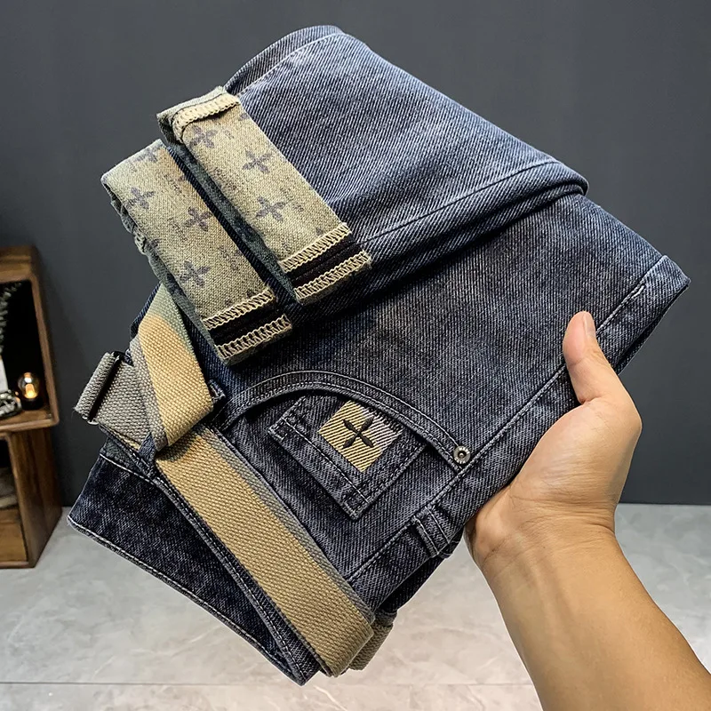 Jeans per uomo 2023 new fashion high-end street trendy casual all-matching abbigliamento da uomo bei pantaloni da uomo