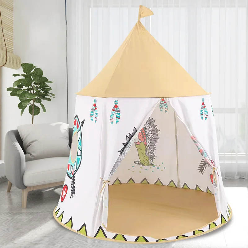 Tenda indiana portátil para crianças, castelo da princesa, casa de jogo grande, piscina de bola do oceano, pequena casa, tenda infantil interior e