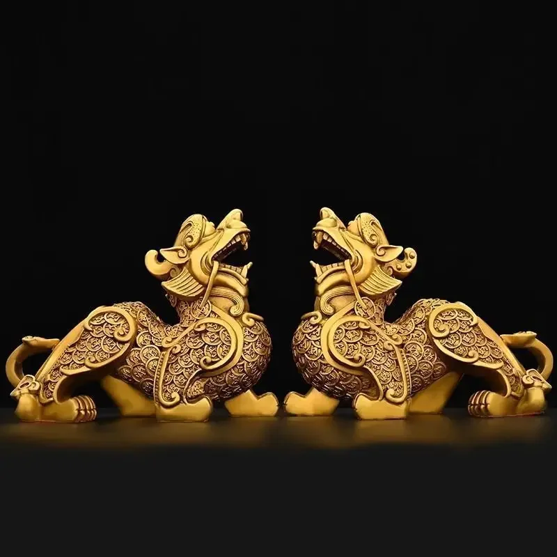 1pairs Feng Shui Copper Bravery Wealth Ornaments Store Opening Home Living Room Decor Crafts