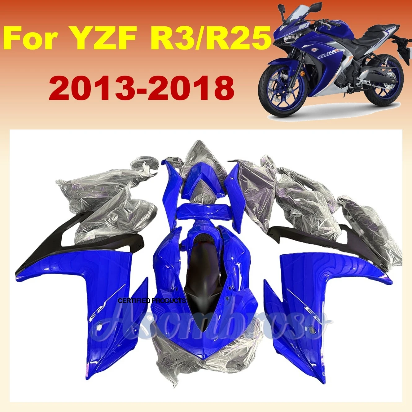 

Новый комплект обтекателя мотоцикла, подходящий для YZF R25 YZF R3 2013 2014 2015 2016 2017 2018 r25 r3 13-18 полностью синий кузов