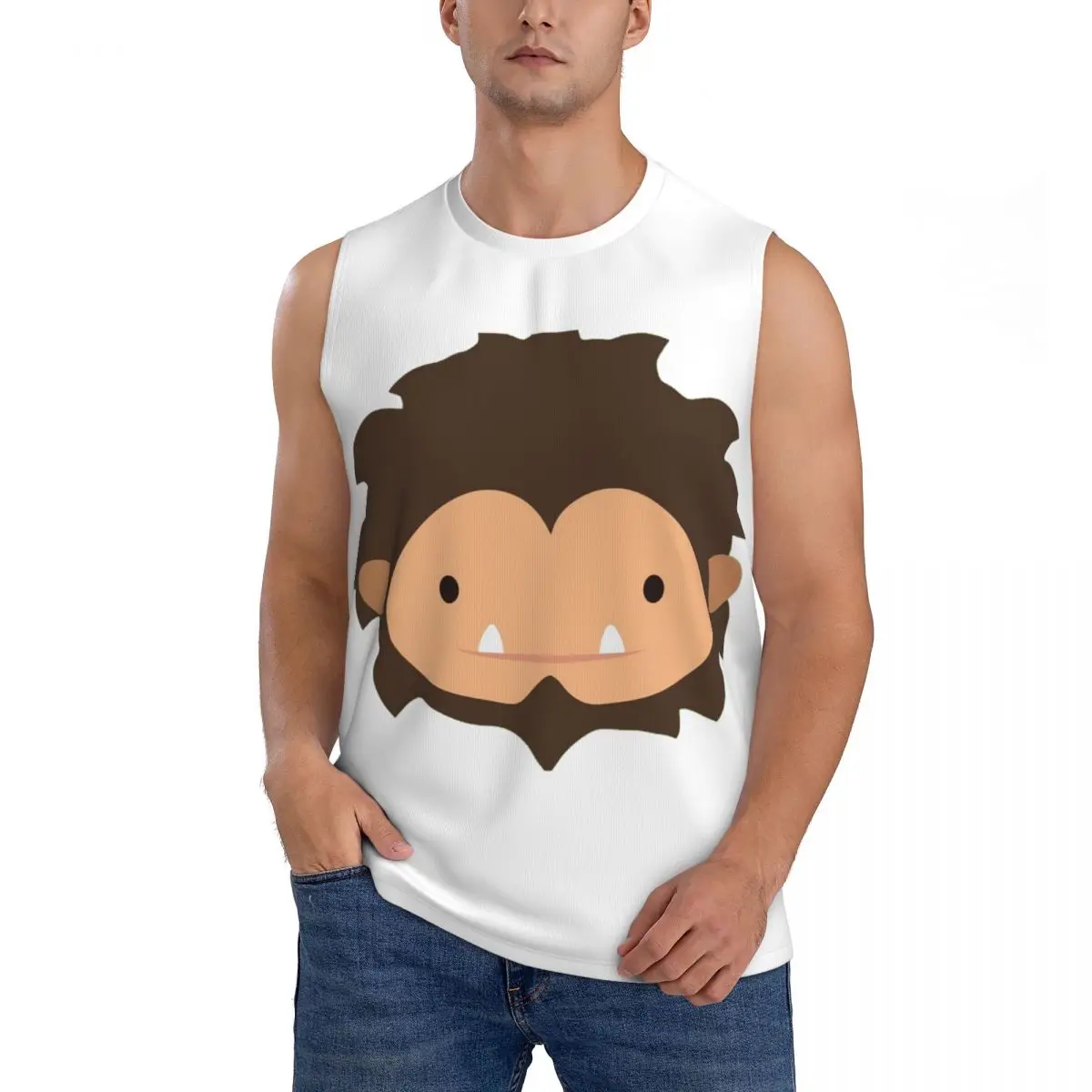 Sneaky Sasquatch Big Head Men Sleeveless Tank Tops Quick Dry Breathable Gym Fitness Running Summer Casual Sport Vest