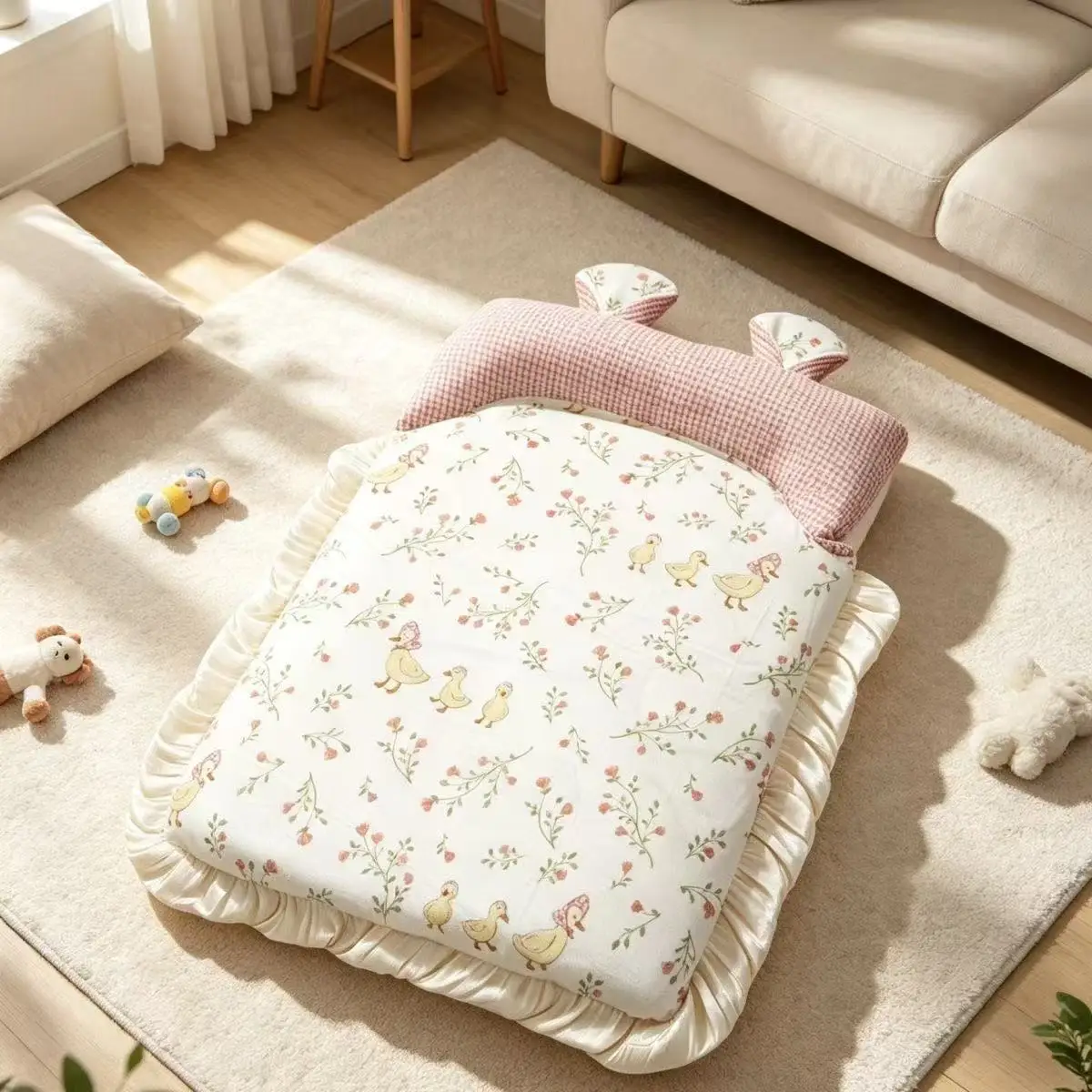 Baby sleeping pad with pillow, newborn foldable sleeping pad, newborn bed in bed, baby sleeping pad, baby crib