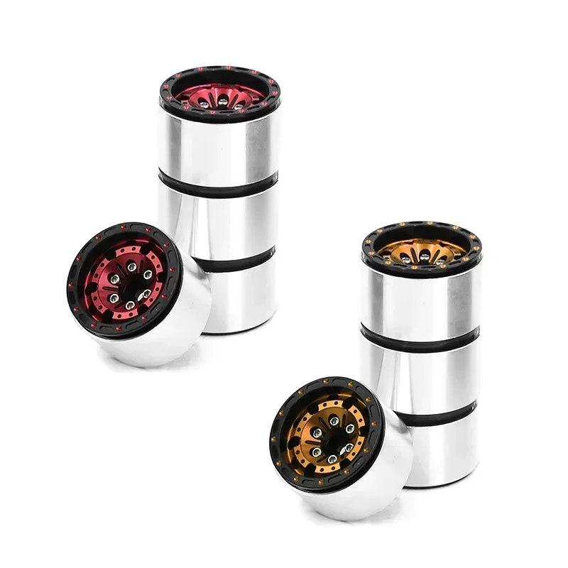 4pcs 1.0" Beadlock Wheel Rim Deep Dish Stamped Steel Hub for 1/18 1/24 RC Crawler Car Axial SCX24 AX24 TRX4M FMS FCX24 Upgrades