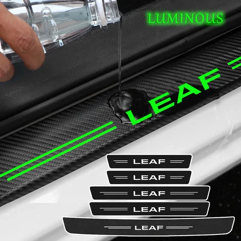 

Luminous Car Door Sill Protector Plate Rear Trunk Bumper Threshold Stickers for Nissan Leaf Emblem KIcks Murano Qashqai J11 Juke