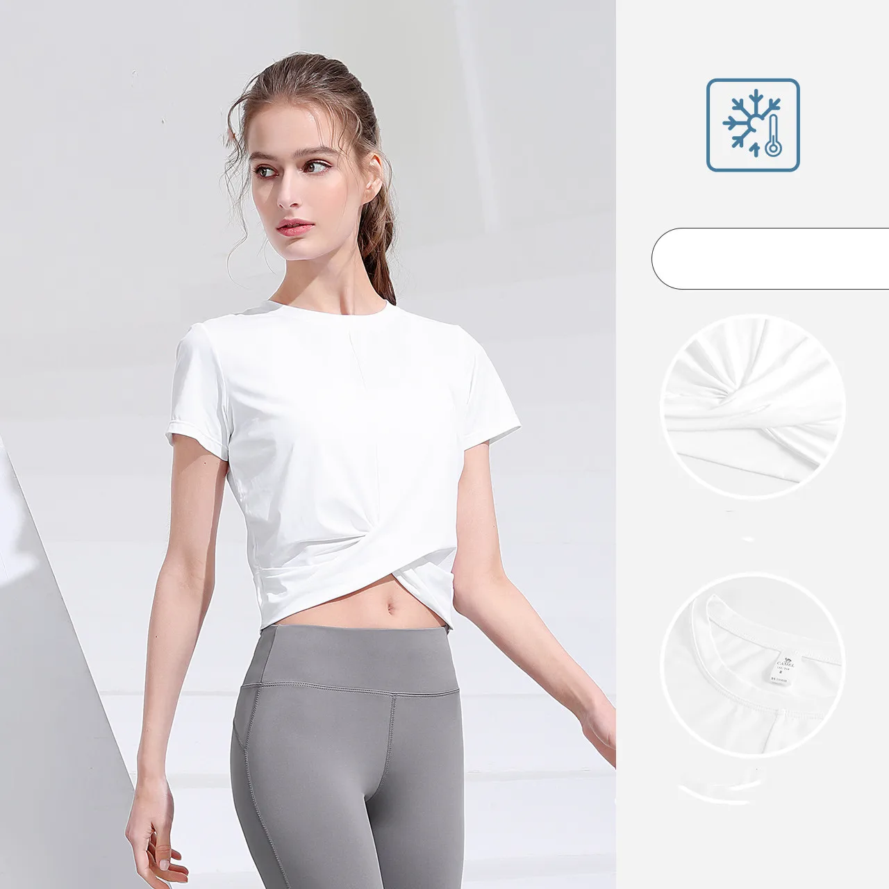 GOLDEN CAMEL Sport Top T-shirts Women Sexy Women's Yoga T-shirts Quick Dry Workout Running Shirts for Women Gym image 3