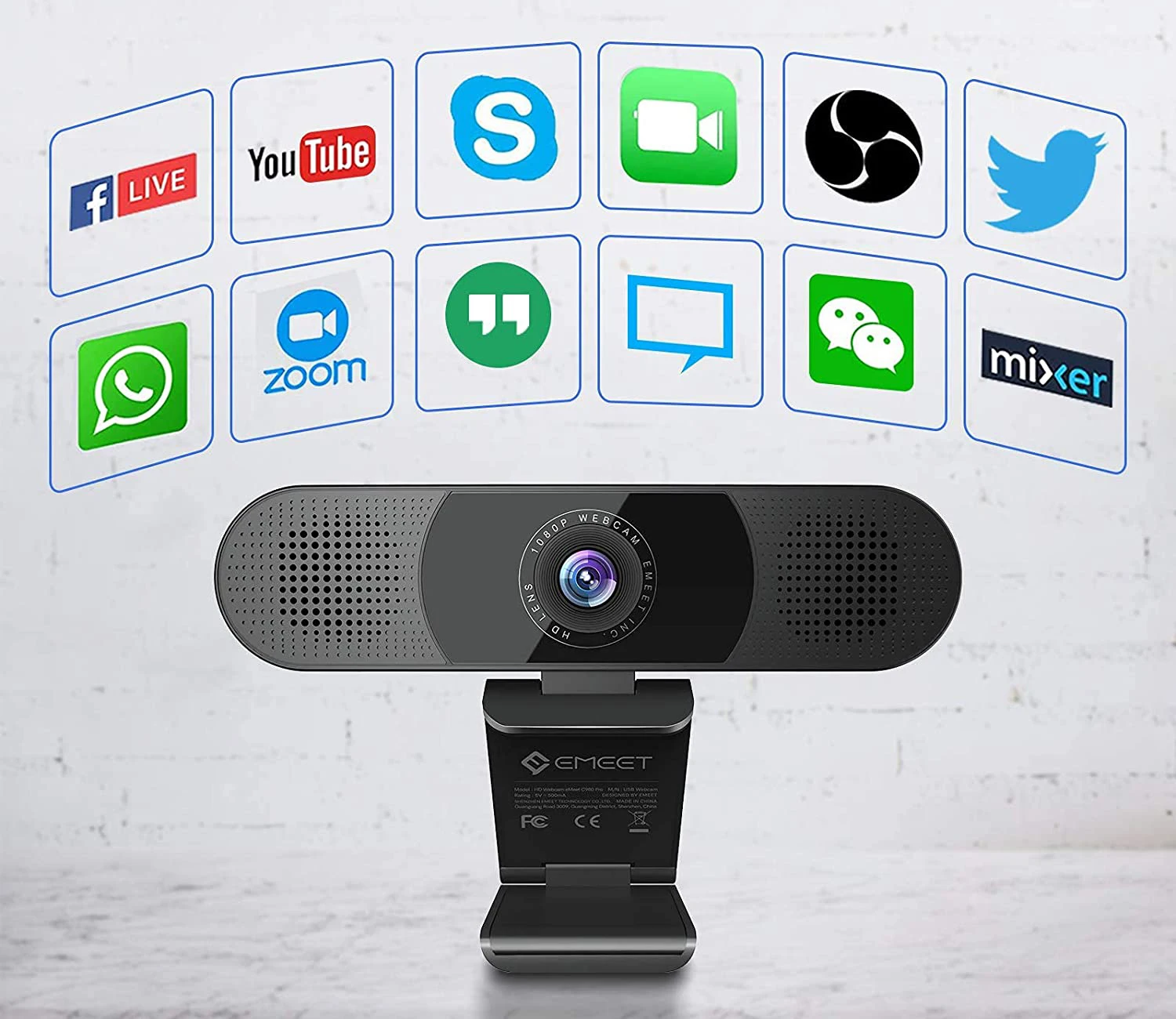 3-in-1 1080P HD Webcam USB Plug & Play Web Kamera EMEET C980 Pro mit 2 lautsprecher & 4 Mikrofone für Video Streaming Live – Detail 7