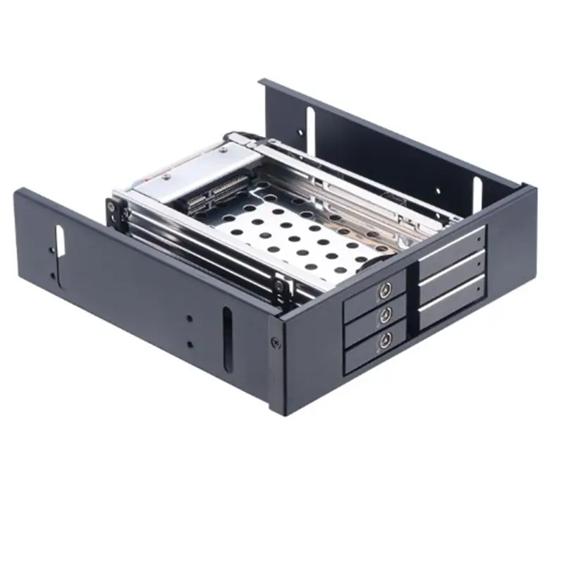 A29F-Aluminum Case 3Bay SATA Adapter 2.5 Inch Hot Swap SSD Hard Drive Bracket For 5.25 Optibay