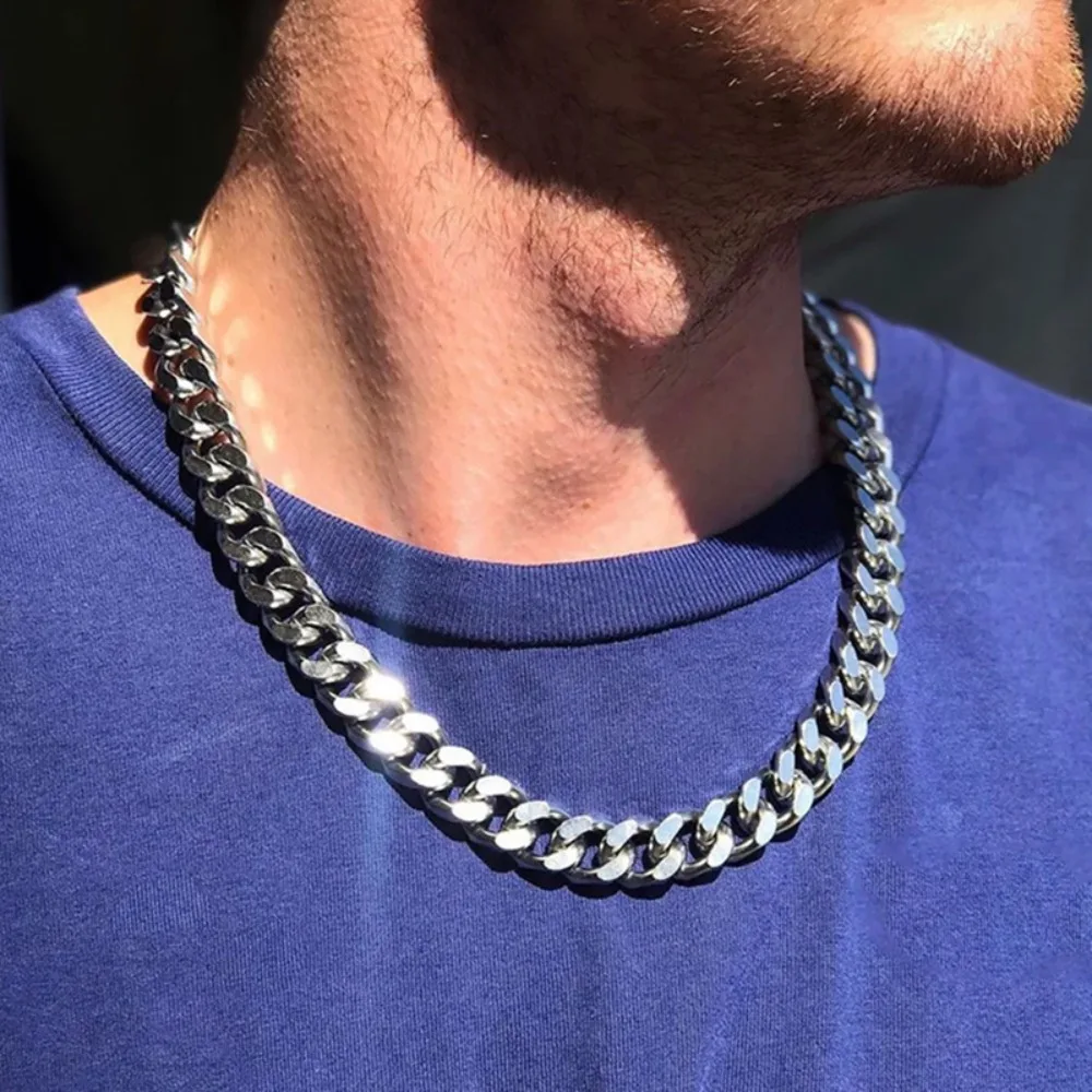 1pc Cuban Stainless Steel Chain, Hip Hop Style Necklace, Men's Jewelry Gift