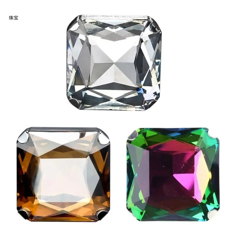 

X5QE Sparkling Crystal Square Rings Decoration Fashion forward Square Crystal Rings Accessory for Women's Statement Jewelry