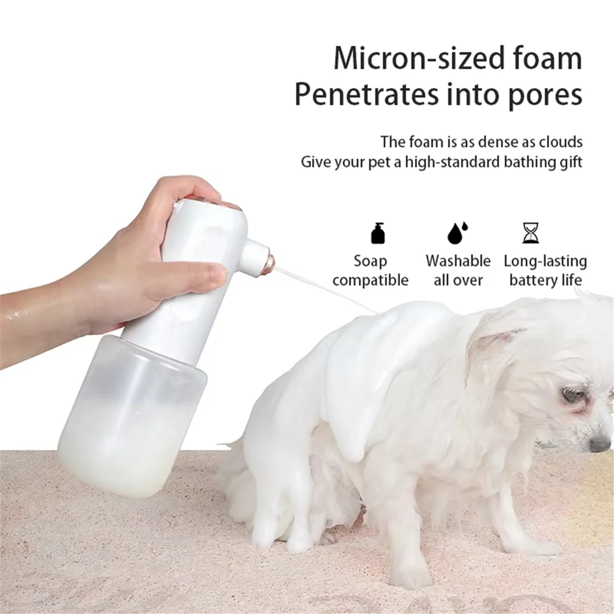 USB-C wiederaufladbarer elektrischer Schaumshampoo-Spender für die Reinigung von Haustieren und zu Hause, geeignet zum Baden von Hunden und Katzen