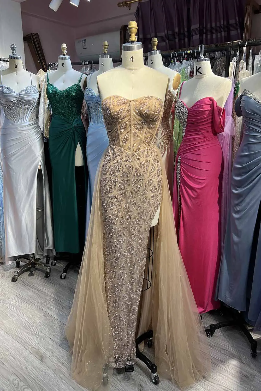 Yqlnne sexy träger lose rosa hoch geschlitzte Ballkleider lange Vestidos de Gale Meerjungfrau Kristalle formelle Abend party Kleid