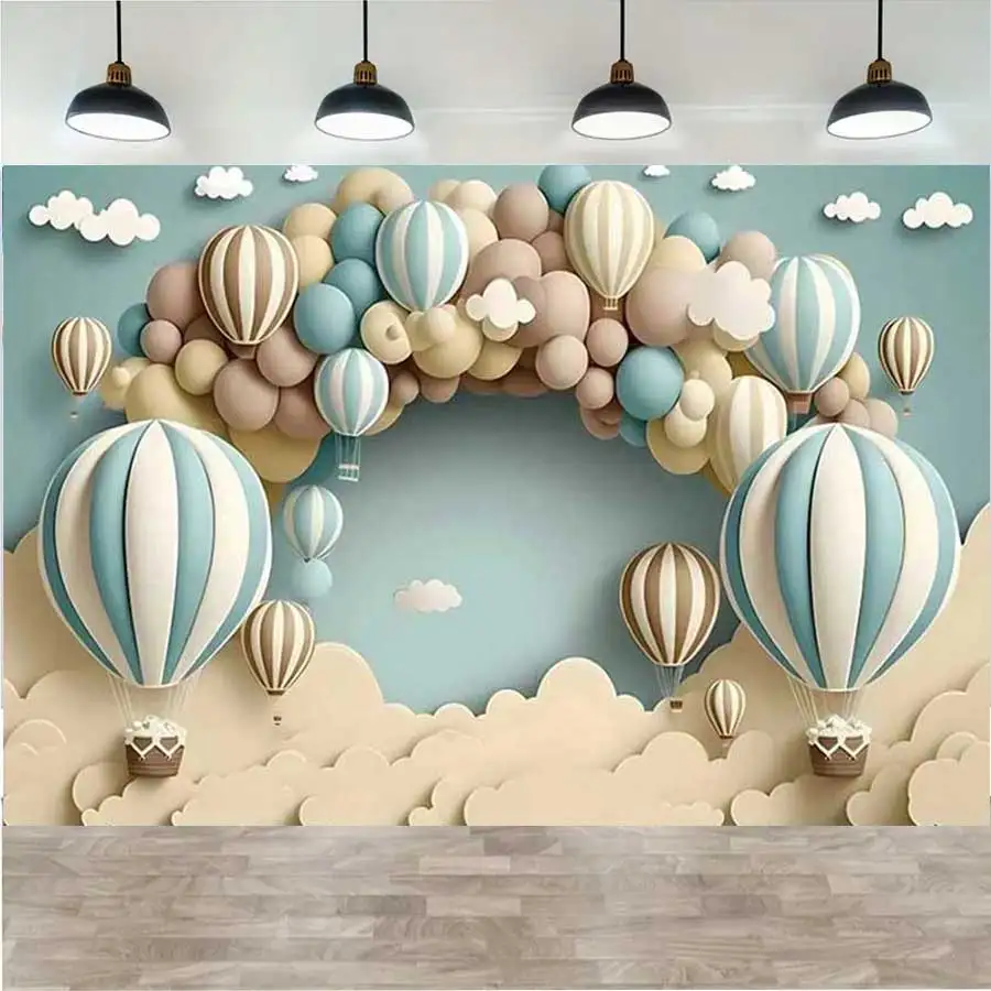 1pc Junge Dusche Hintergrund Füße niedlichen Cartoon blauen Bären Ballon Fotografie Hintergrund Party Dekor liefert Banner Requisiten Foto Sho