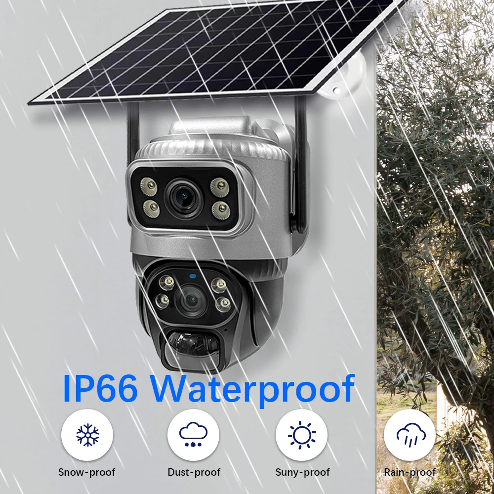 Afbeelding 7: 2 stuks zonnecamera 4G dubbele lens 4K draadloze buitenvideomonitor PIR menselijke detectie en alarmbeveiliging bewaking