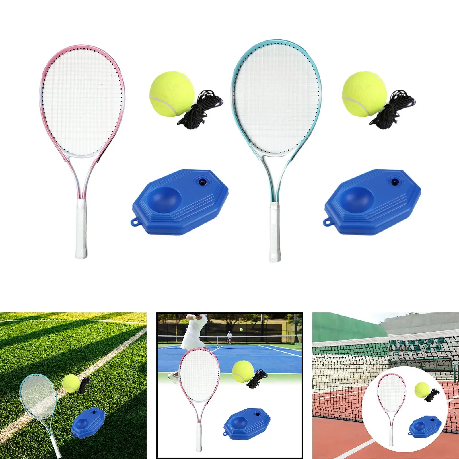 Tennis Trainer Rebound Ball Tool Single Player Practical for Beginners Ball with Elastic String Aid Self Practice Indoor Outdoor