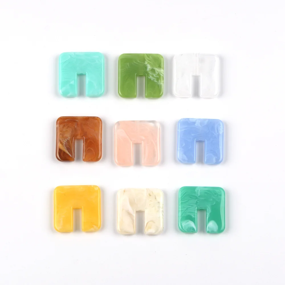 5 Pieces 30mm Square Notch Dyeing Acrylic Beads DIY Makes Fashionable Jewelry Necklace, Bracelet, Clothing Accessory Materials