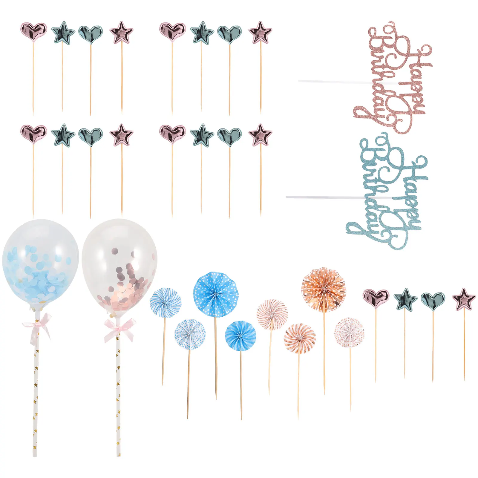 

2 Sets Cake Insert Balloon Topper Picks for Cakes Birthday Decorations Toppers Decors Toothpick Decorating