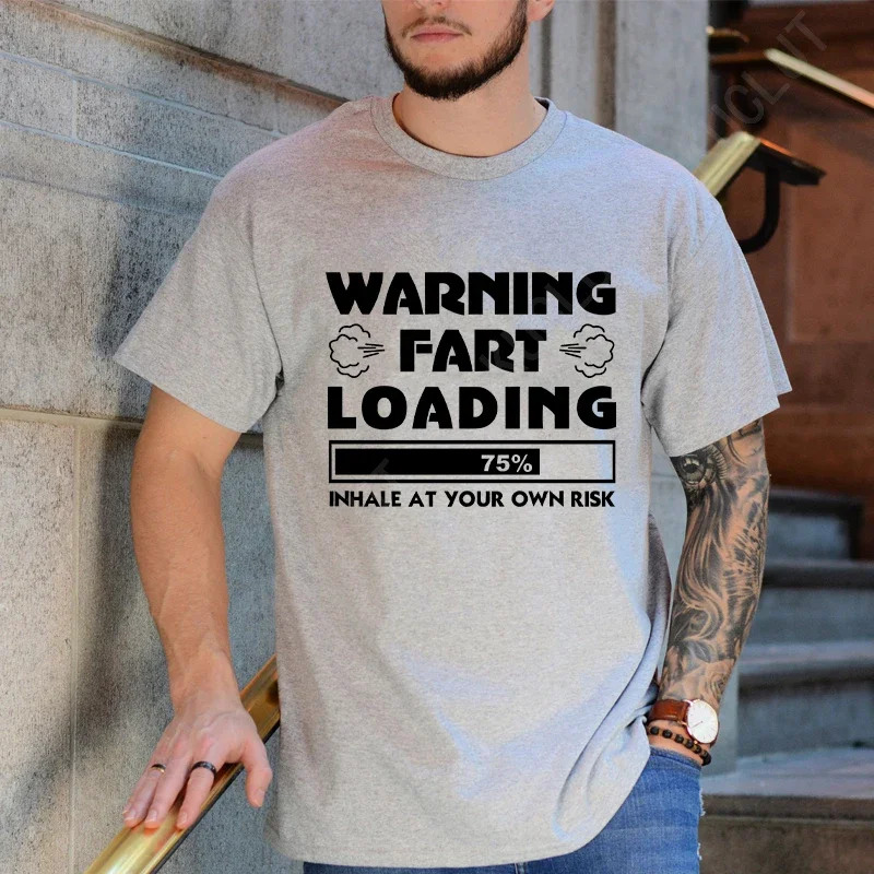 Fart Loading Funny Men's T-shirt Humor Joke Rude Gag Tshirt for Man Father's Day Gifts Guys Short Sleeve Tee Fashion Casual Tops