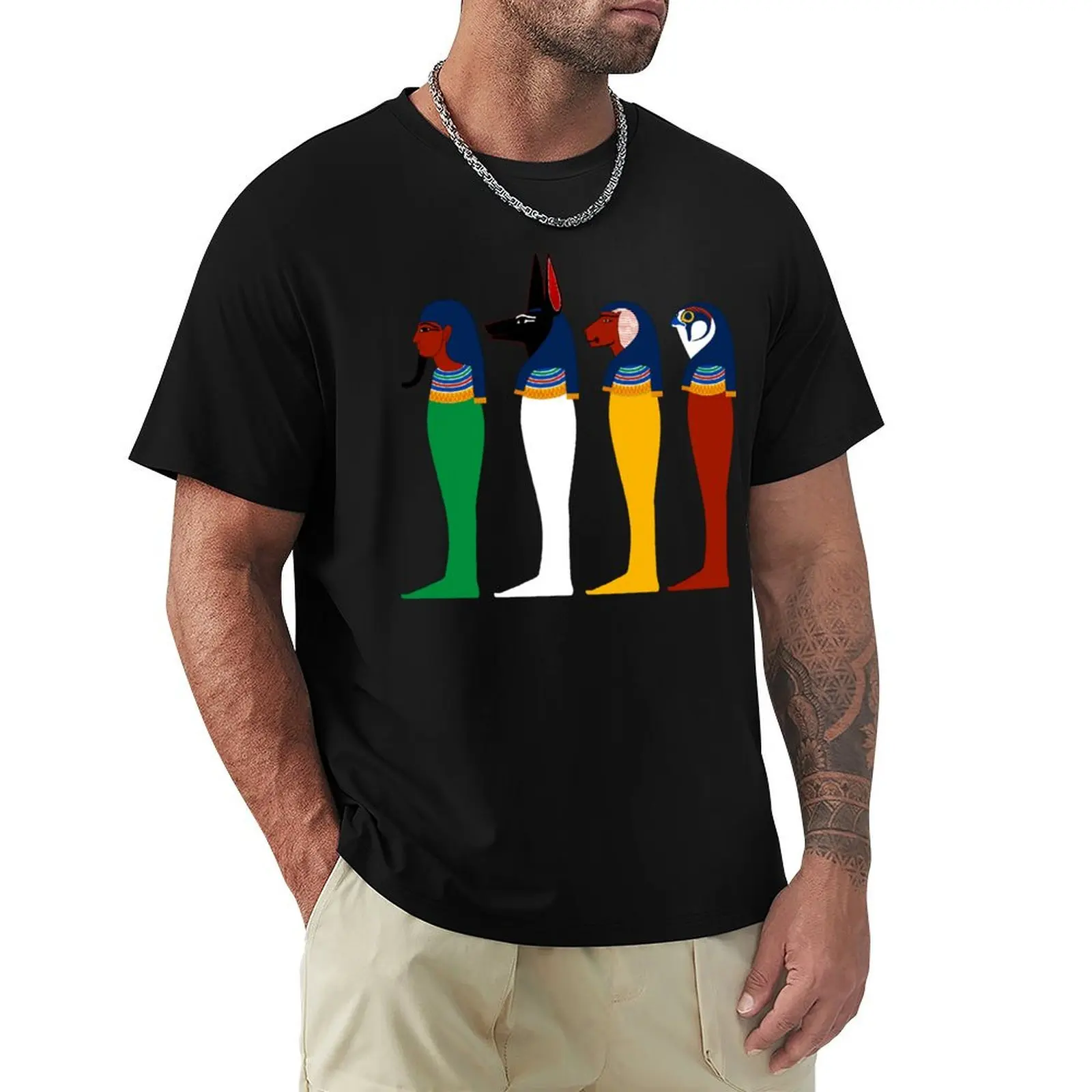 Four Sons of Horus Egyptian Gods, Goddesses, and Deities T-Shirt Big and Tall Short Sleeve Tee