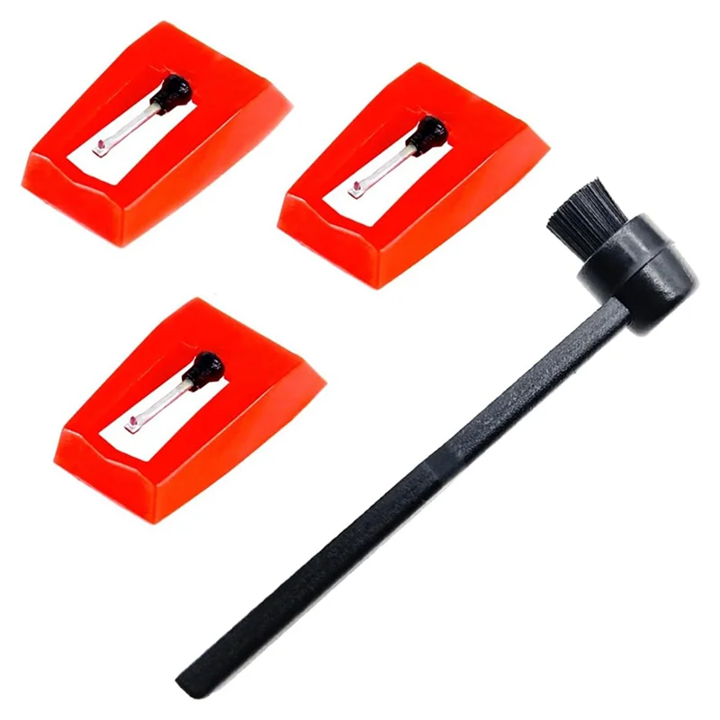 ABJM-3 Pack Record Player Needles Replacement With Stylus Cleaning Brush, Turntable Stylus Needles For Victrola,Crosley