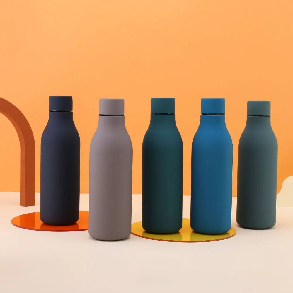 550ml Matte 304 Stainless Steel Cola Shape Water Bottle, Double Wall Vacuum Insulated Sports Flask for Hiking Gym Travel