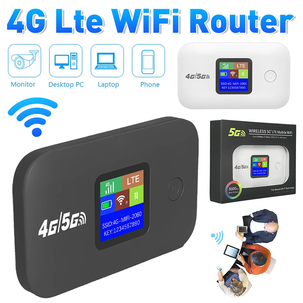 4G Pocket WiFi Router 150Mbps Mini Outdoor WiFi Hotspot Device 3000mAh LTE Wireless Portable Router with SIM Card Slot