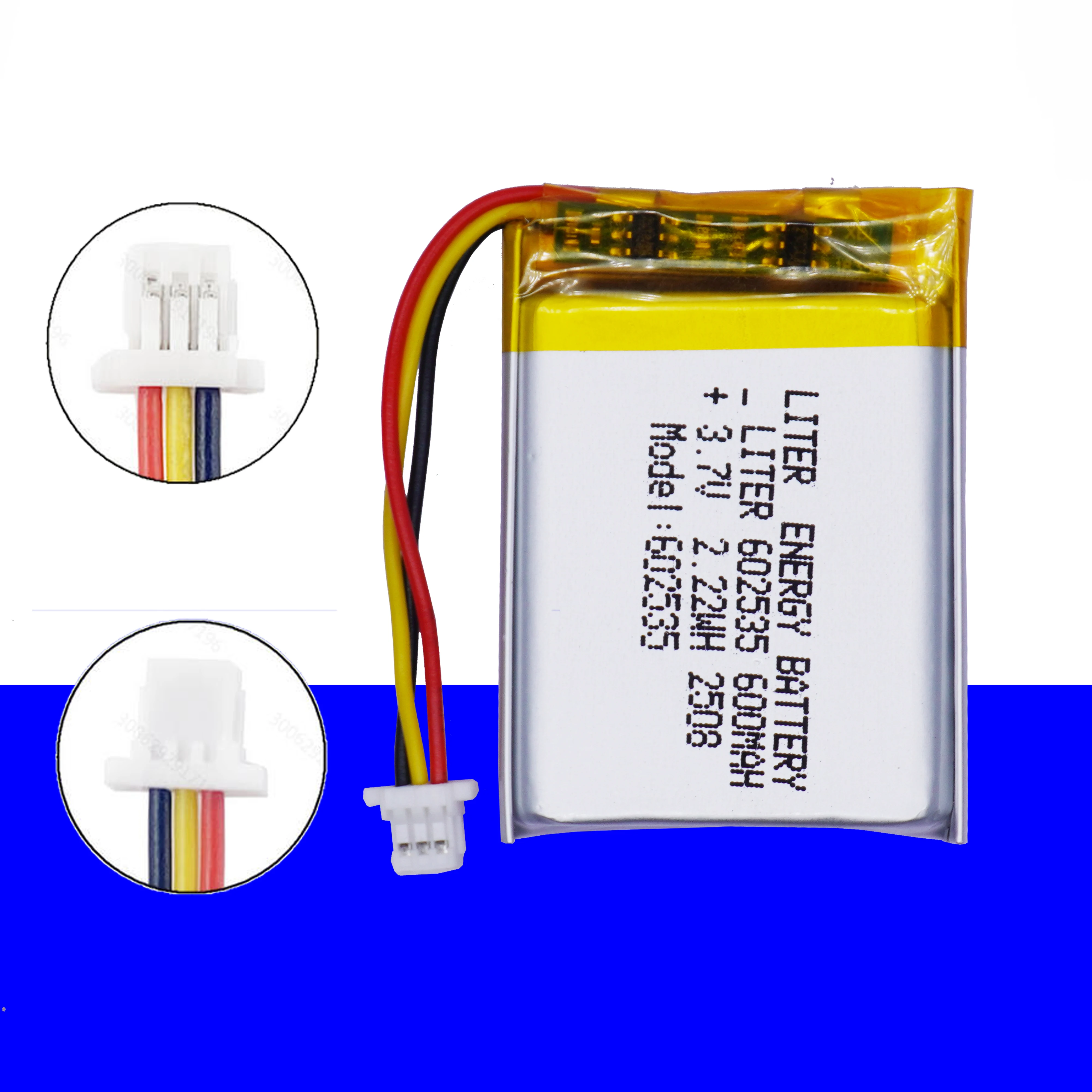 3 thread Polymer lithium battery 602535 3.7v 600mah can be customized wholesale CE FCC ROHS MSDS quality certification