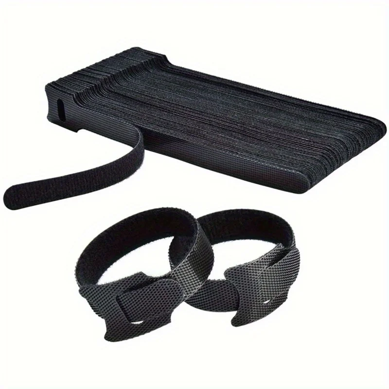 30pcs/50pcs Fastening Cable Ties Reusable, Microfiber Cloth Cable Management Straps Hook Loop Cord Organizer Wire Ties