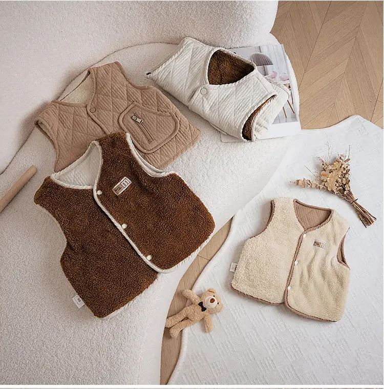 Neue Herbst-Winter-Fleece-Strickjacke Weste für Jungen Mädchen Baby Warme Weste Leichte Kinder Ärmellose Jacke Lässige Innenweste für Kinder – Detail 15